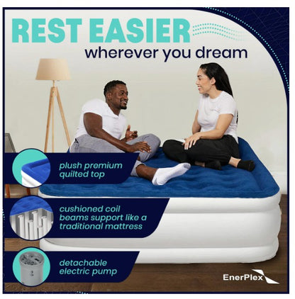 EnerPlex 18" Double Height Portable Air Mattress with Electric Pump - Twin Size (Used)