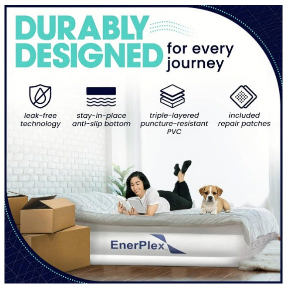 EnerPlex 18" Double Height Portable Air Mattress with Electric Pump - Twin Size (Used)