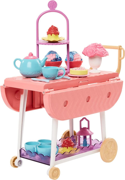 Barbie Tea Party Plastic Toy Playset with 18 Storytelling Pieces for Preschooler (Like New)