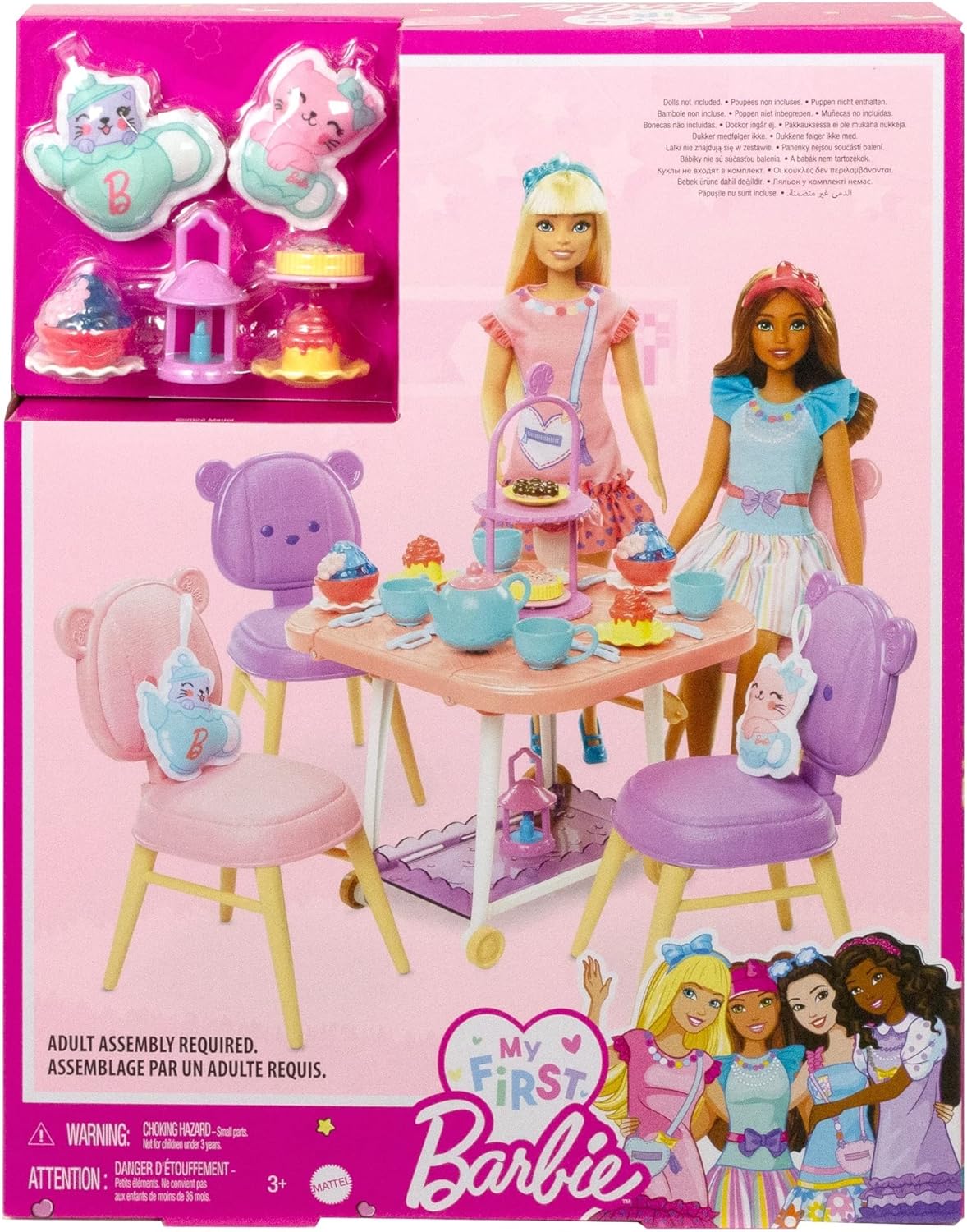 Barbie Tea Party Plastic Toy Playset with 18 Storytelling Pieces for Preschooler (Like New)