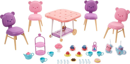 Barbie Tea Party Plastic Toy Playset with 18 Storytelling Pieces for Preschooler (Like New)