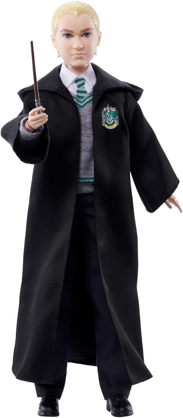 Harry Potter HMF35 Mattel Draco Malfoy Plastic Doll, Slytherin Wand Figure Toy (Like New)