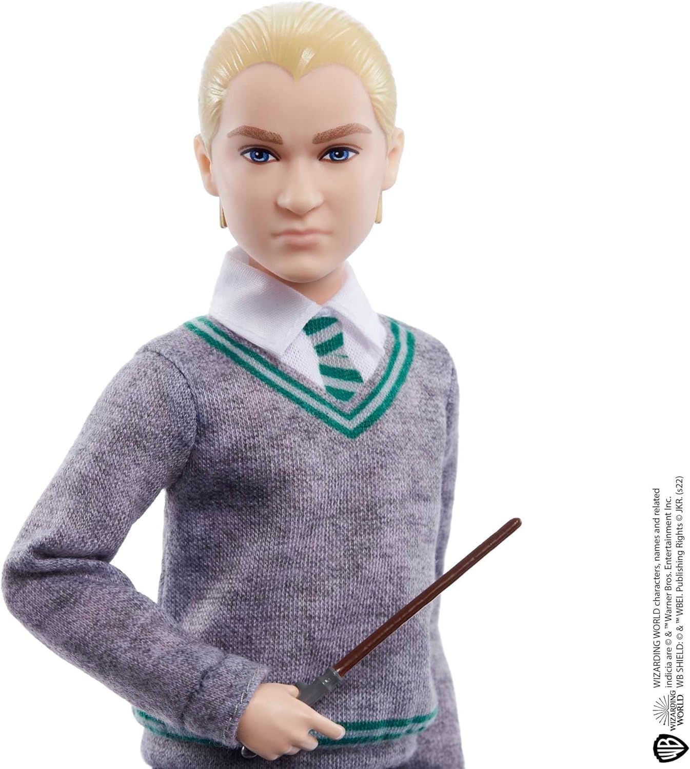 Harry Potter HMF35 Mattel Draco Malfoy Plastic Doll, Slytherin Wand Figure Toy (Like New)
