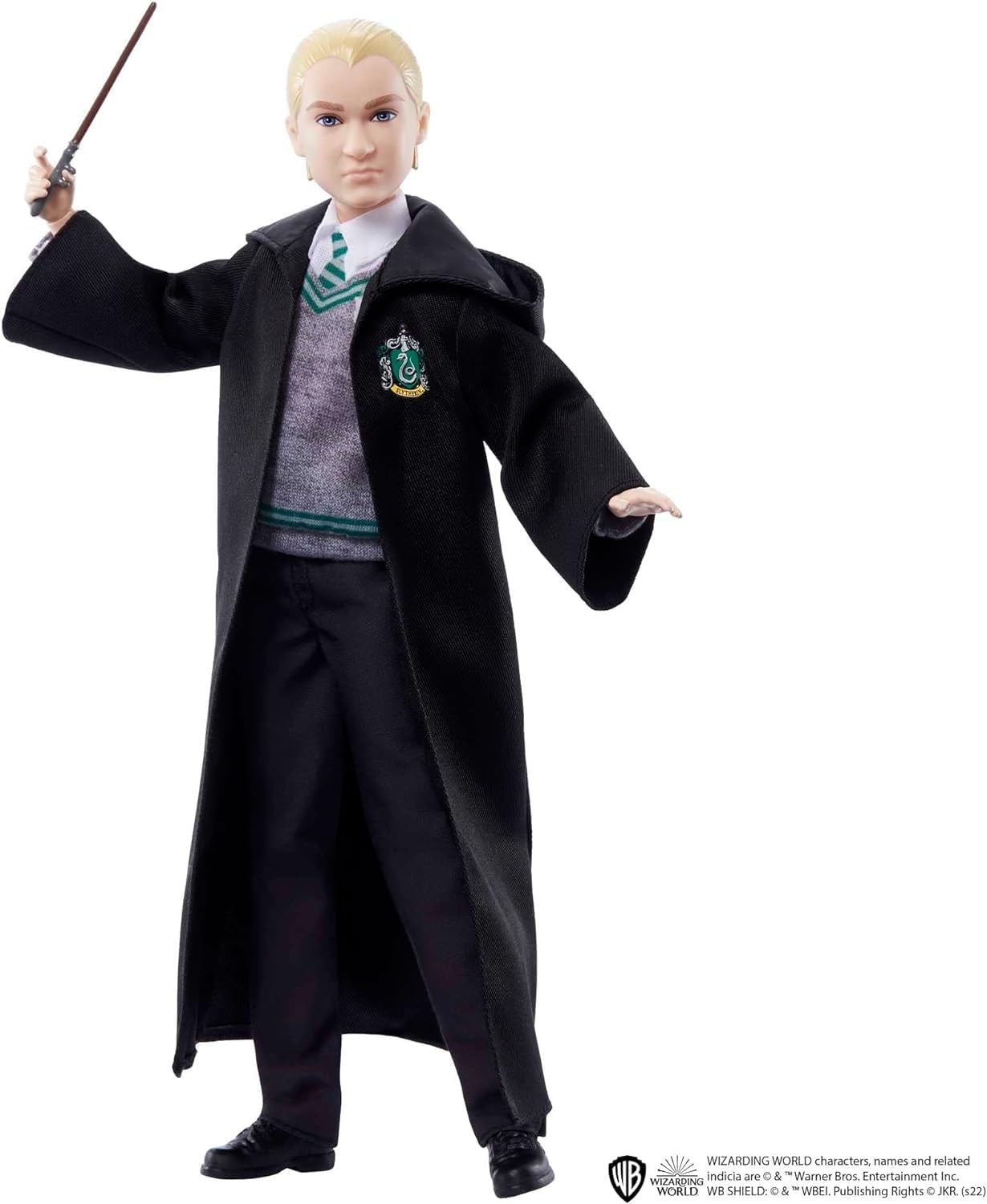 Harry Potter HMF35 Mattel Draco Malfoy Plastic Doll, Slytherin Wand Figure Toy (Like New)