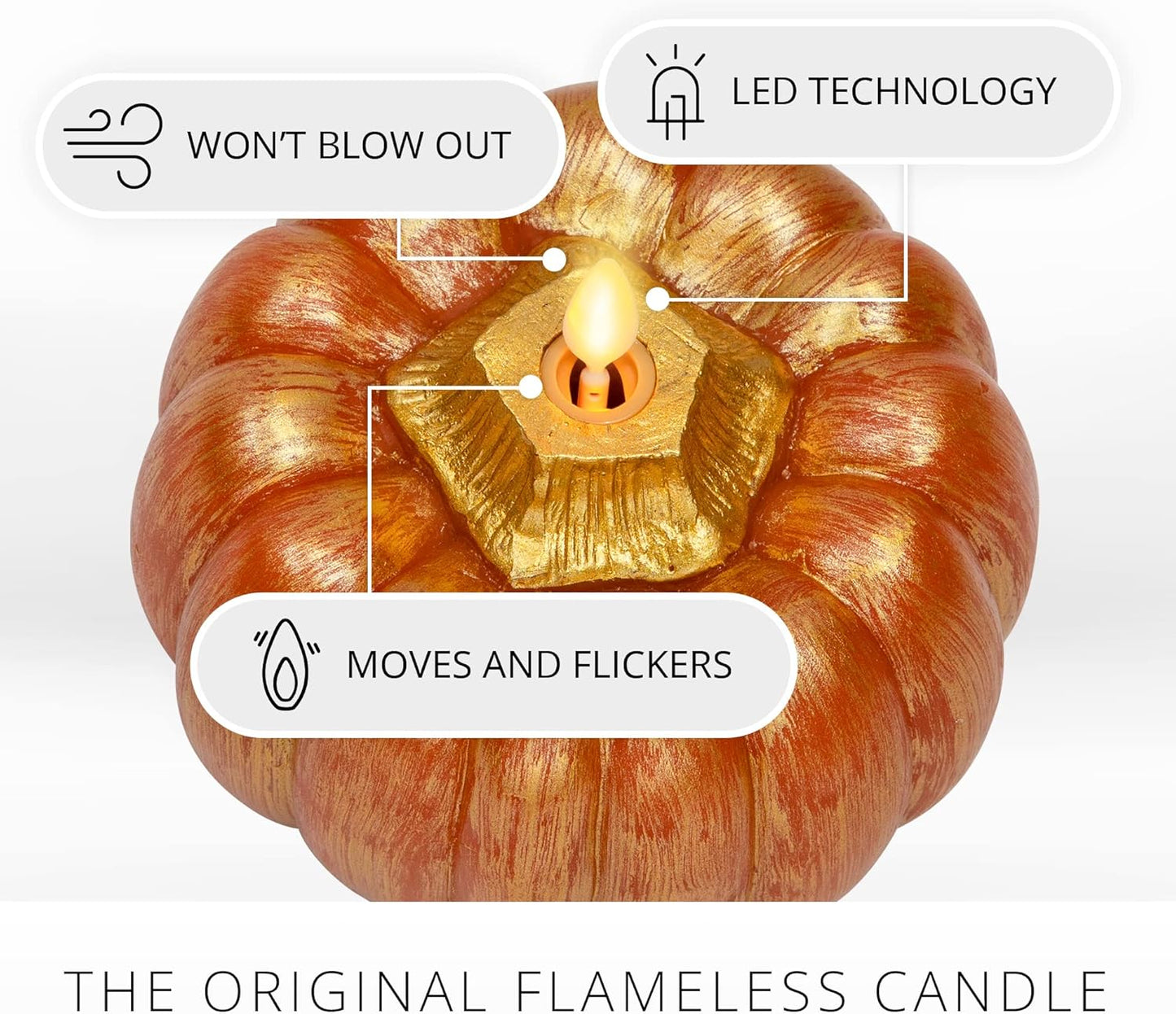 Luminara Flameless Bronze Halloween LED Candle, Battery Operated Moving Flame (Like New)