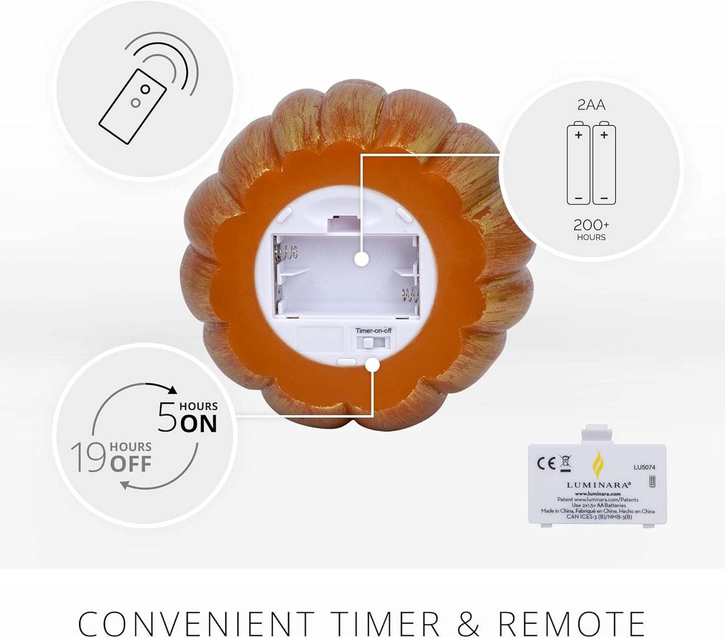 Luminara Flameless Bronze Halloween LED Candle, Battery Operated Moving Flame (Like New)