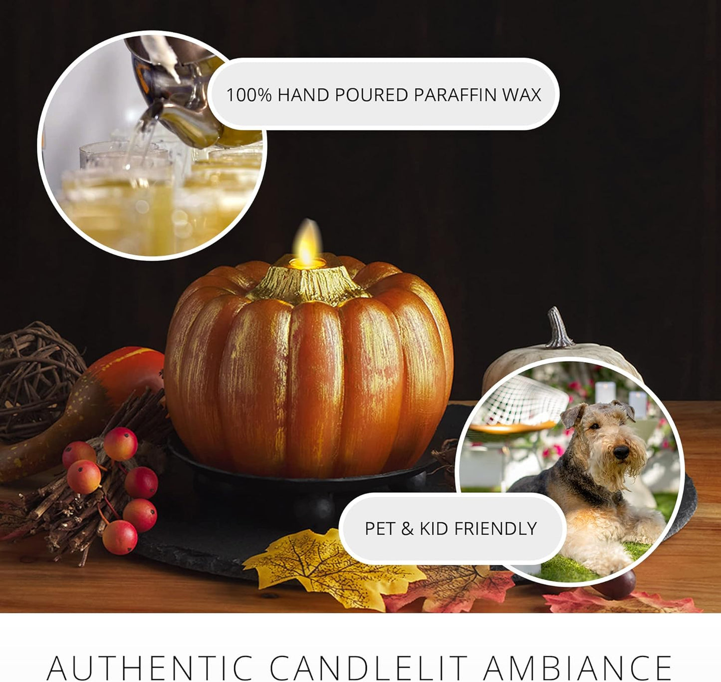 Luminara Flameless Bronze Halloween LED Candle, Battery Operated Moving Flame (Like New)