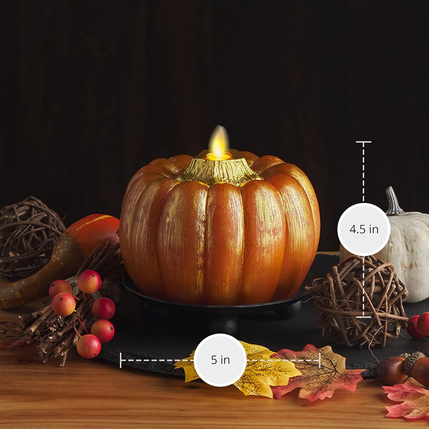 Luminara Flameless Bronze Halloween LED Candle, Battery Operated Moving Flame (Like New)