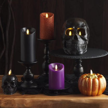 Luminara Flameless Bronze Halloween LED Candle, Battery Operated Moving Flame (Like New)
