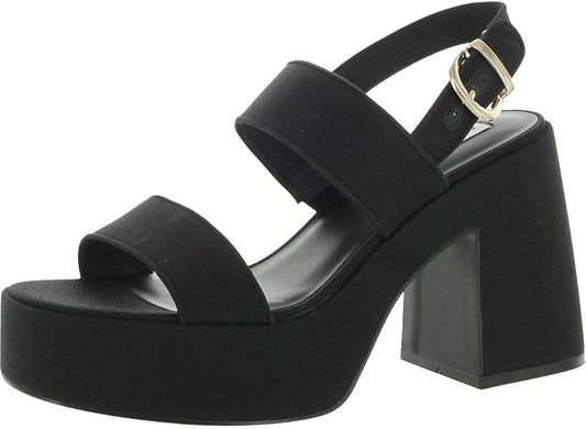 Steve Madden VALO04S1 Women's Ankle Strap Buckle Heeled Sandal, Synthetic Rubber (Like New, No Retail Box)