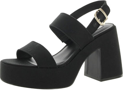 Steve Madden Women's Valory Heeled Sandal, Synthetic Rubber Sole - Black, Size 8 (Like New, Damaged Retail Box)