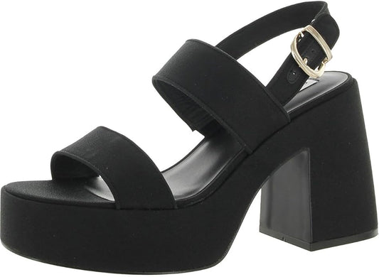 Steve Madden Women's Valory Heeled Sandal, Synthetic Rubber Sole - Black, Size 8 (Like New, Damaged Retail Box)