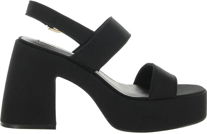 Steve Madden Women's Valory Heeled Sandal, Synthetic Rubber Sole - Black, Size 8 (Like New, Damaged Retail Box)