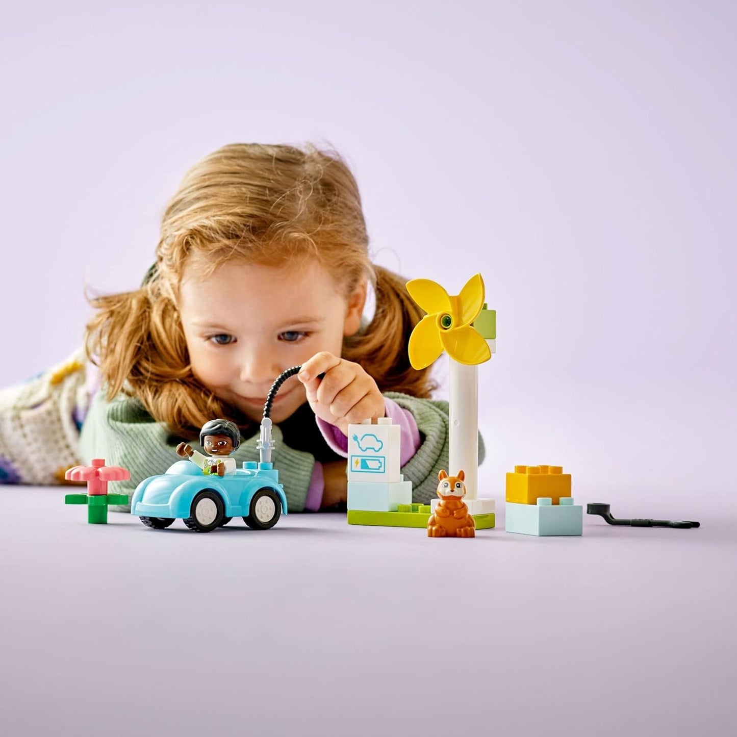 LEGO DUPLO Town Wind Turbine & Electric Car Building Kit, Ages 2-Y & Up, 16 pcs (Like New)