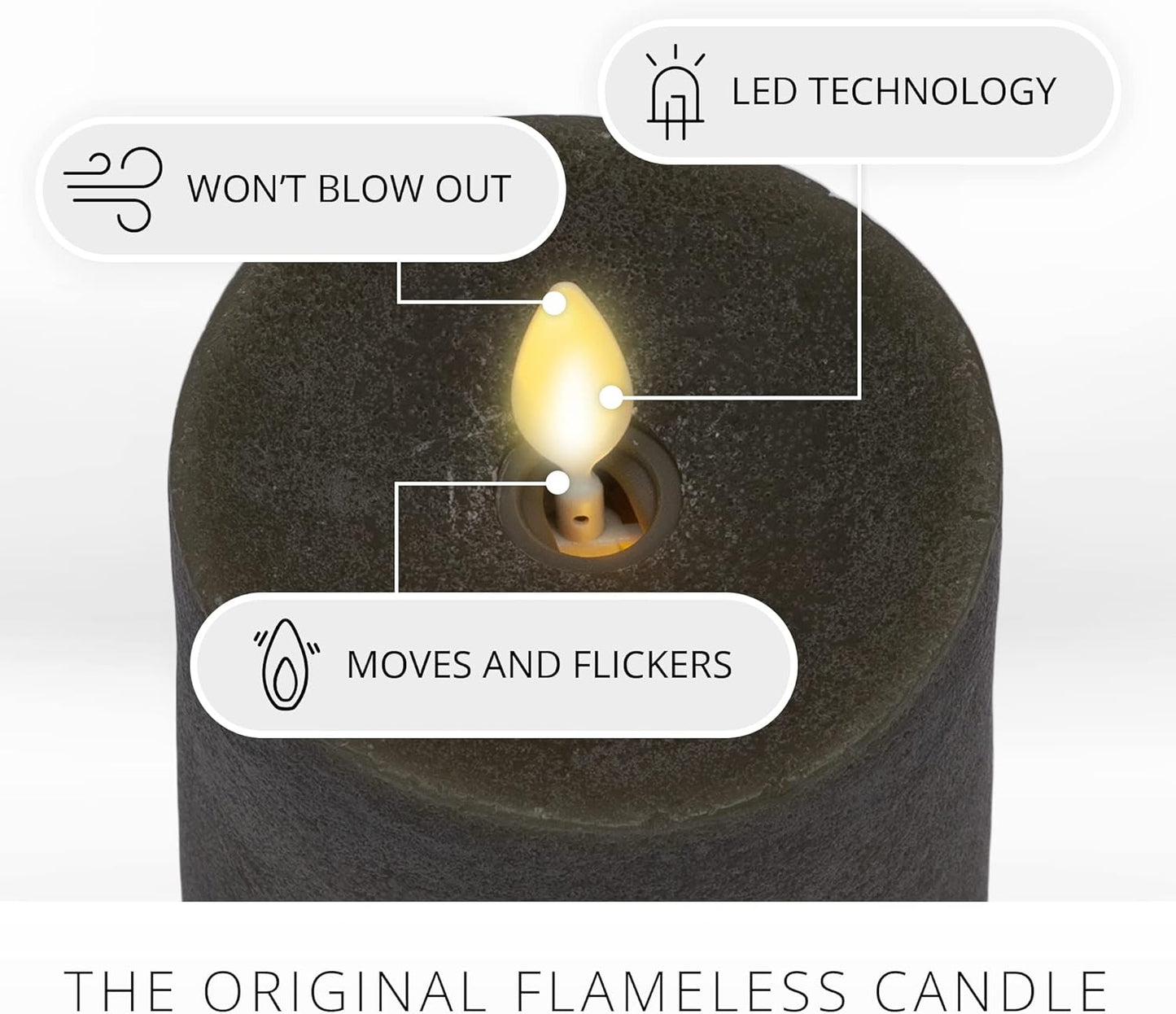 Luminara Outdoor Flameless Battery Operated Flickering LED Candle, Moving Flame (Used)