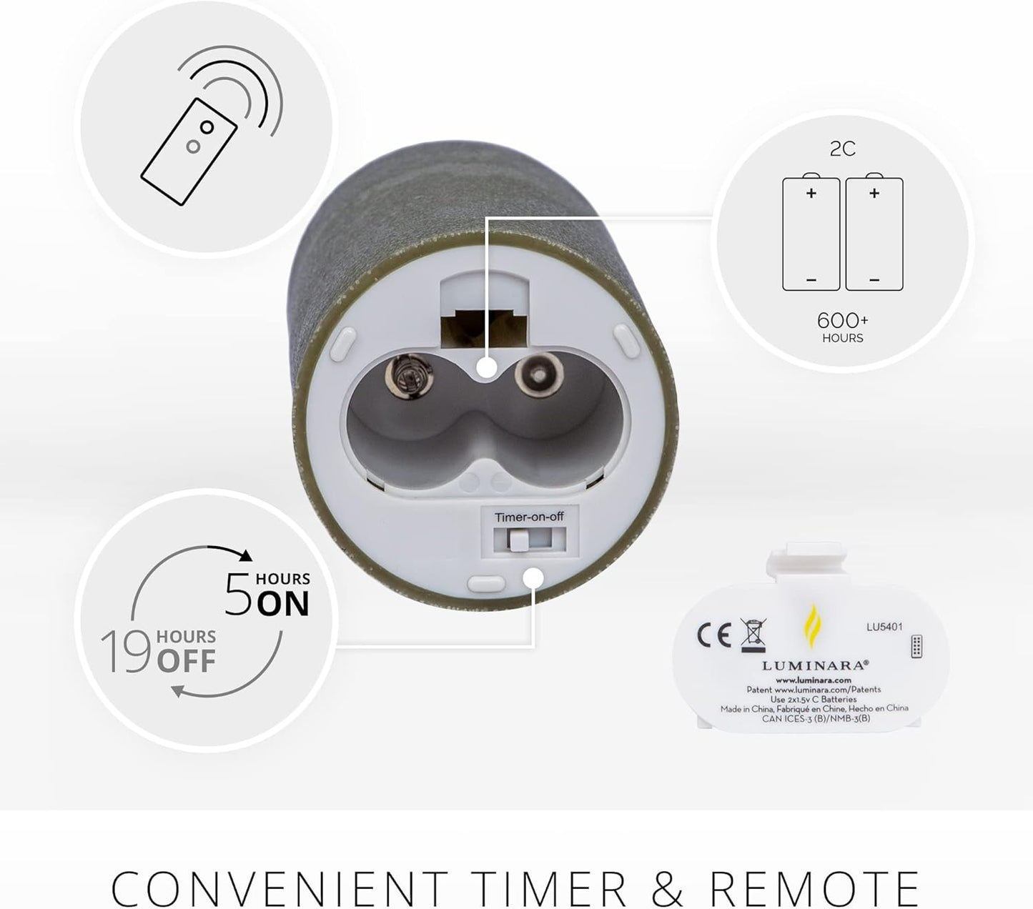 Luminara Outdoor Flameless Battery Operated Flickering LED Candle, Moving Flame (Used)