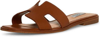 Steve Madden Single Strap Leather Flat Sandals For Women, White - Size 9.5 (Like New)