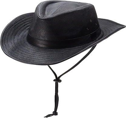 Silver Canyon Men’s Teton Faux Leather Outback Hiking Western Hat w/Chin Cord (New)