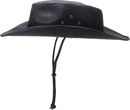 Silver Canyon Men’s Teton Faux Leather Outback Hiking Western Hat w/Chin Cord (New)