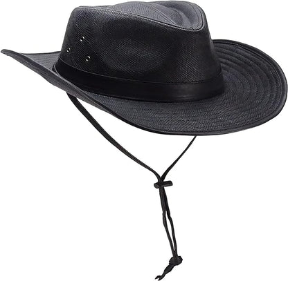 Silver Canyon Men’s Teton Faux Leather Outback Hiking Western Hat w/Chin Cord (New)