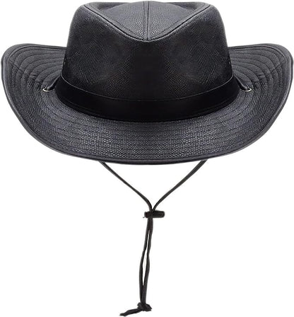 Silver Canyon Men’s Teton Faux Leather Outback Hiking Western Hat w/Chin Cord (New)