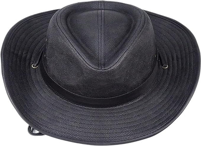 Silver Canyon Men’s Teton Faux Leather Outback Hiking Western Hat w/Chin Cord (New)