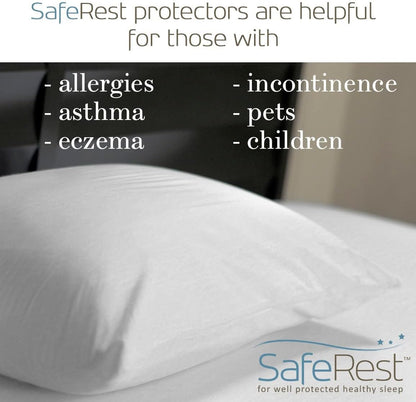 SafeRest Cotton Terry Pillow Protector, Breathable, Standard Pack of 2 - White (Like New)