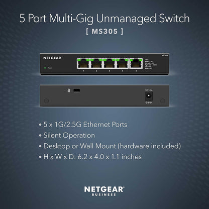 Netgear MS305 5-Port Multi-Gigabit Ethernet Unmanaged Network Switch - Black (Used)