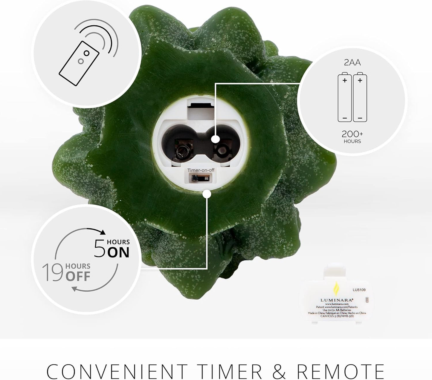 Luminara Flameless Christmas Tree Design Candle with Glitter, Battery Operated (Like New)