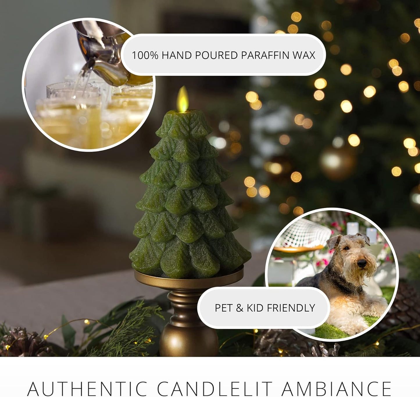 Luminara Flameless Christmas Tree Design Candle with Glitter, Battery Operated (Like New)