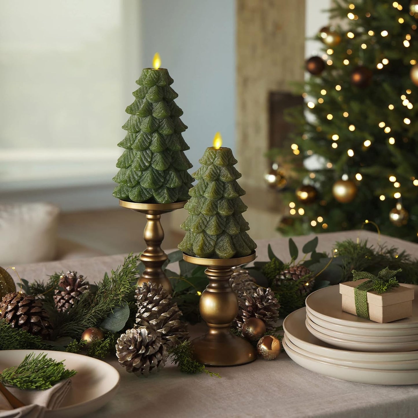 Luminara Flameless Christmas Tree Design Candle with Glitter, Battery Operated (Like New)