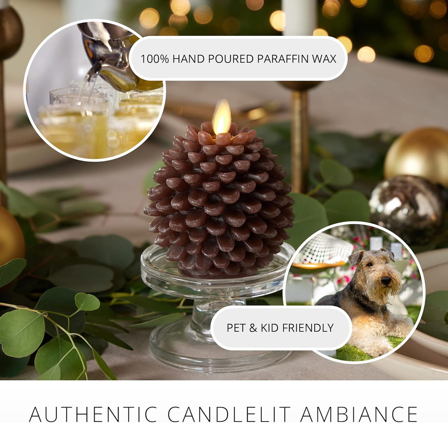 Luminara Flameless Battery Operated Pinecone Indoor LED Candle for Decoration (Used, Damaged Retail Box)