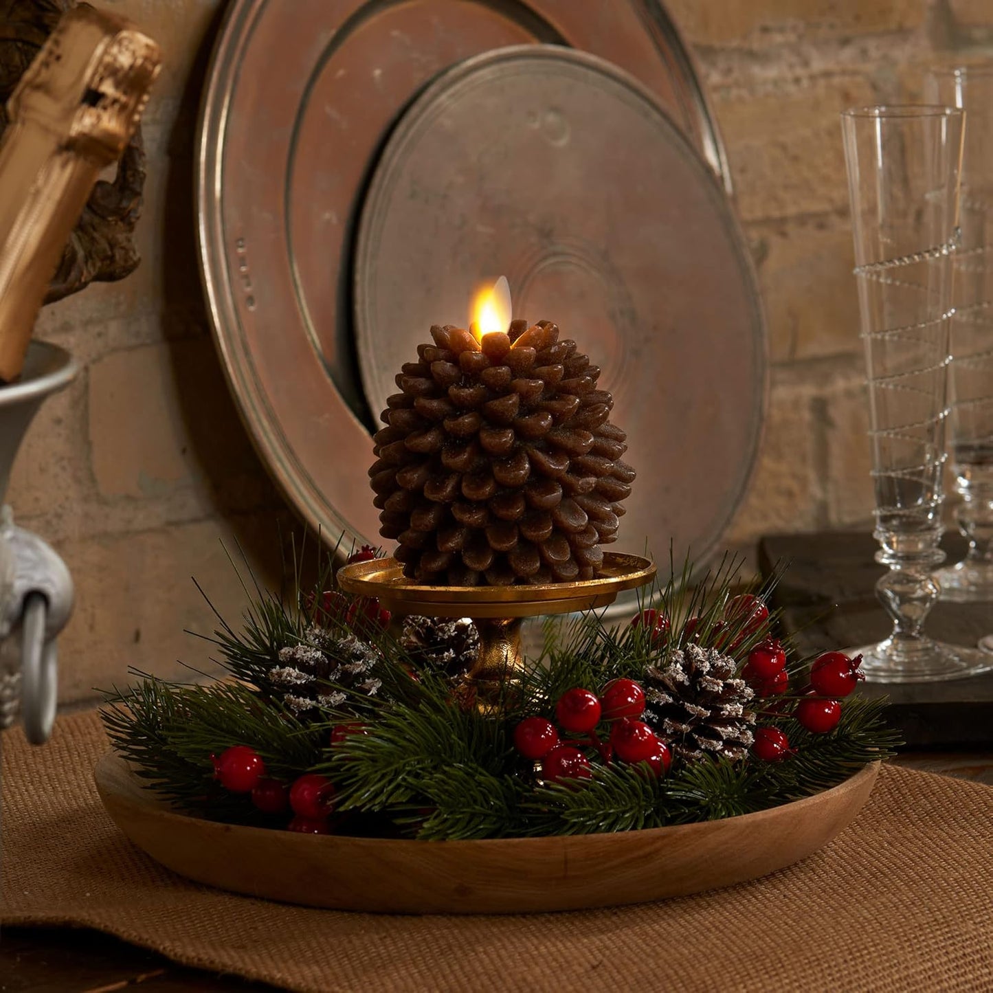 Luminara Flameless Battery Operated Pinecone Indoor LED Candle for Decoration (Used, Damaged Retail Box)