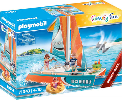 Playmobil Catamaran Toys Boat Building Set with Animal Figures for Kids, 53 Pcs (Like New)
