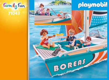 Playmobil Catamaran Toys Boat Building Set with Animal Figures for Kids, 53 Pcs (Like New)