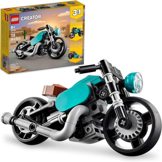 LEGO Creator 3 in 1 Vintage Motorcycle Set Vehicle Building Toy for Boys, Girls (New, Damaged Retail Box)