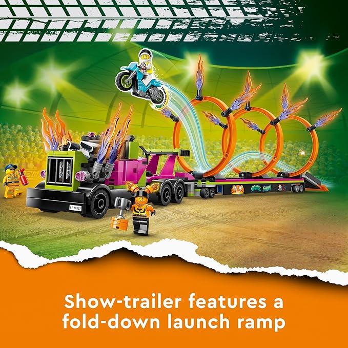 LEGO City 60357 Stuntz Stunt Truck & Ring of Fire Challenge Set, Age 6+, 479pcs (New, Damaged Retail Box)