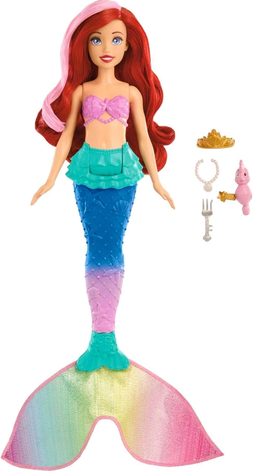 Mattel Plastic Disney Princess Toys w/ Color-Change Hair & Tail for Kids - 5 Pcs (New, Damaged Retail Box)