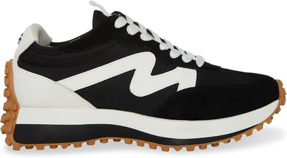 Steve Madden CAMP08S1 Lace-Up Platform Sneakers For Women, Black/White, Size 7.5 (Like New, Damaged Retail Box)