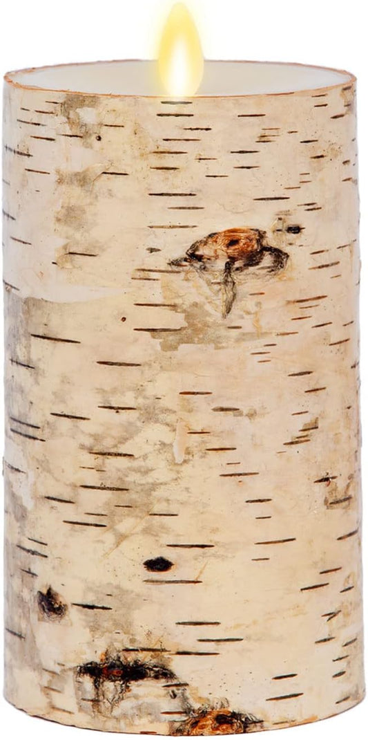Luminara Real Birch Bark Wrapped Indoor Flameless LED Candle, Moving Flame (Like New)
