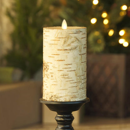 Luminara Real Birch Bark Wrapped Indoor Flameless LED Candle, Moving Flame (Like New)