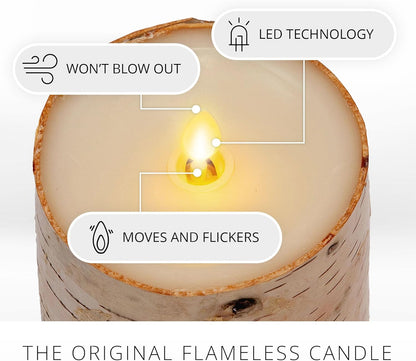 Luminara Real Birch Bark Wrapped Indoor Flameless LED Candle, Moving Flame (Like New)