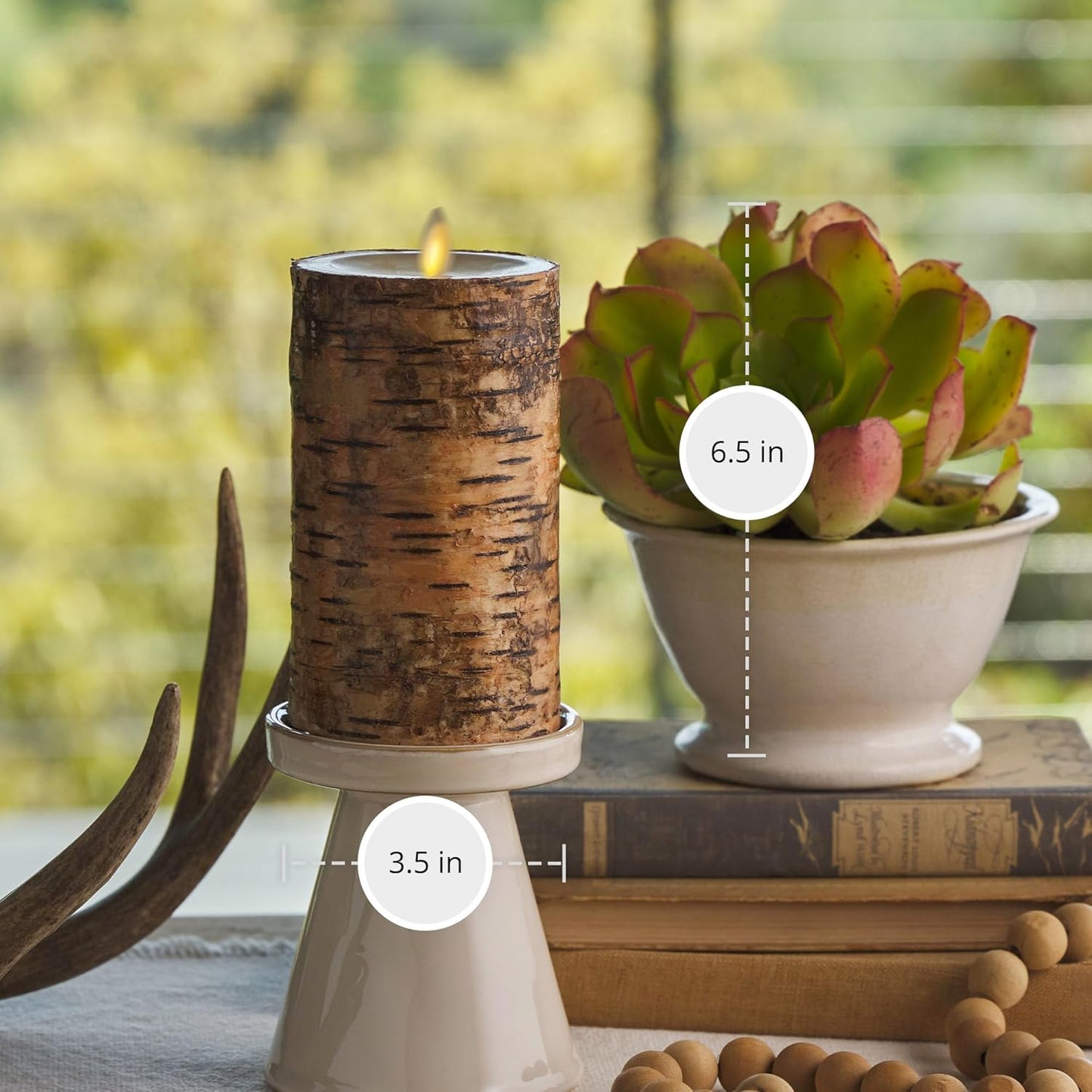 Luminara Real Birch Bark Wrapped Indoor Flameless LED Candle, Moving Flame (Like New)
