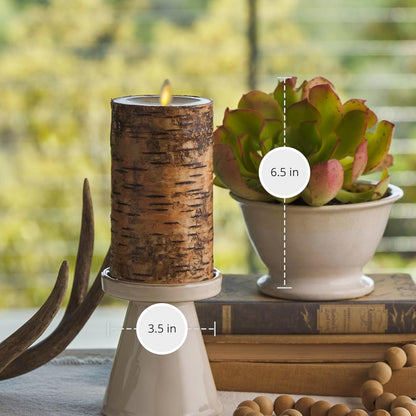 Luminara Real Birch Bark Wrapped Indoor Flameless LED Candle, Moving Flame (Like New)