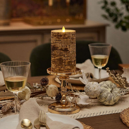 Luminara Real Birch Bark Wrapped Indoor Flameless LED Candle, Moving Flame (Like New)
