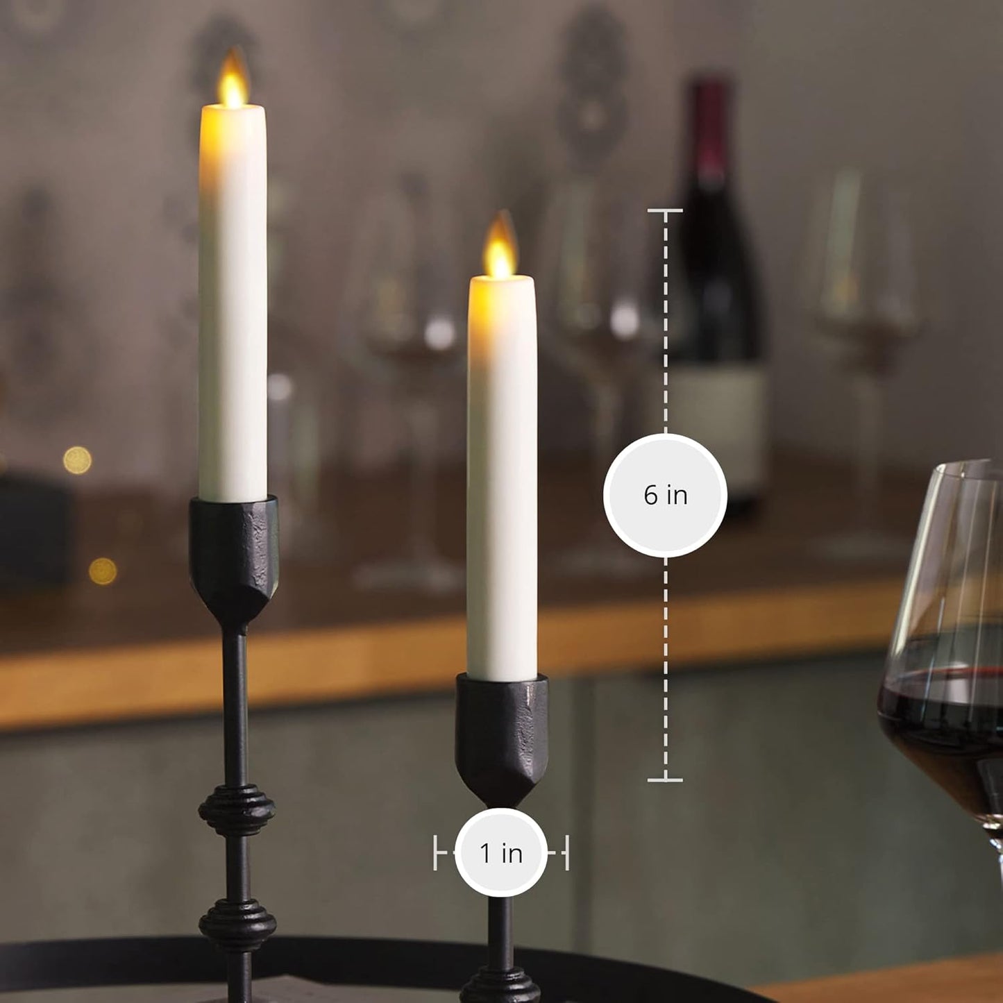 Luminara Flameless Battery Operated Flickering Flame Candle, 0.87"x6.75" - White (Used)
