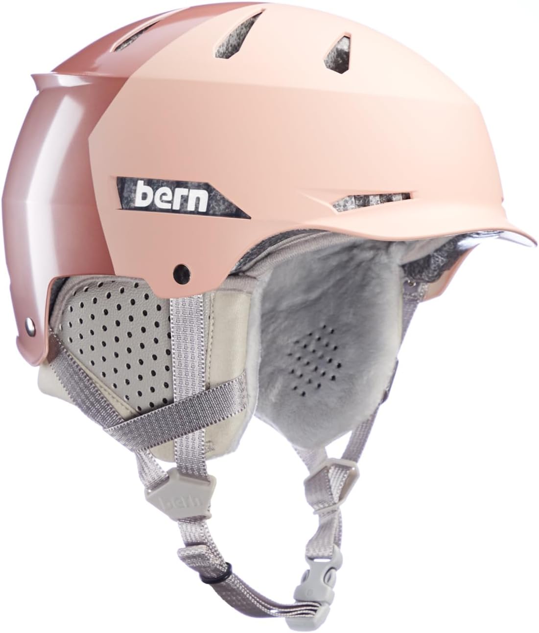 BERN Hendrix Adult Snow Helmet, Metallic Rose Gold Hatstyle w/Gray Liner, Medium (Like New, No Retail Box)