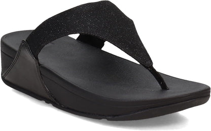 FitFlop FZ8-090 Lulu Shimmerlux Toe-Post Sandals, Flat Heel, Synthetic Rubber (Like New)
