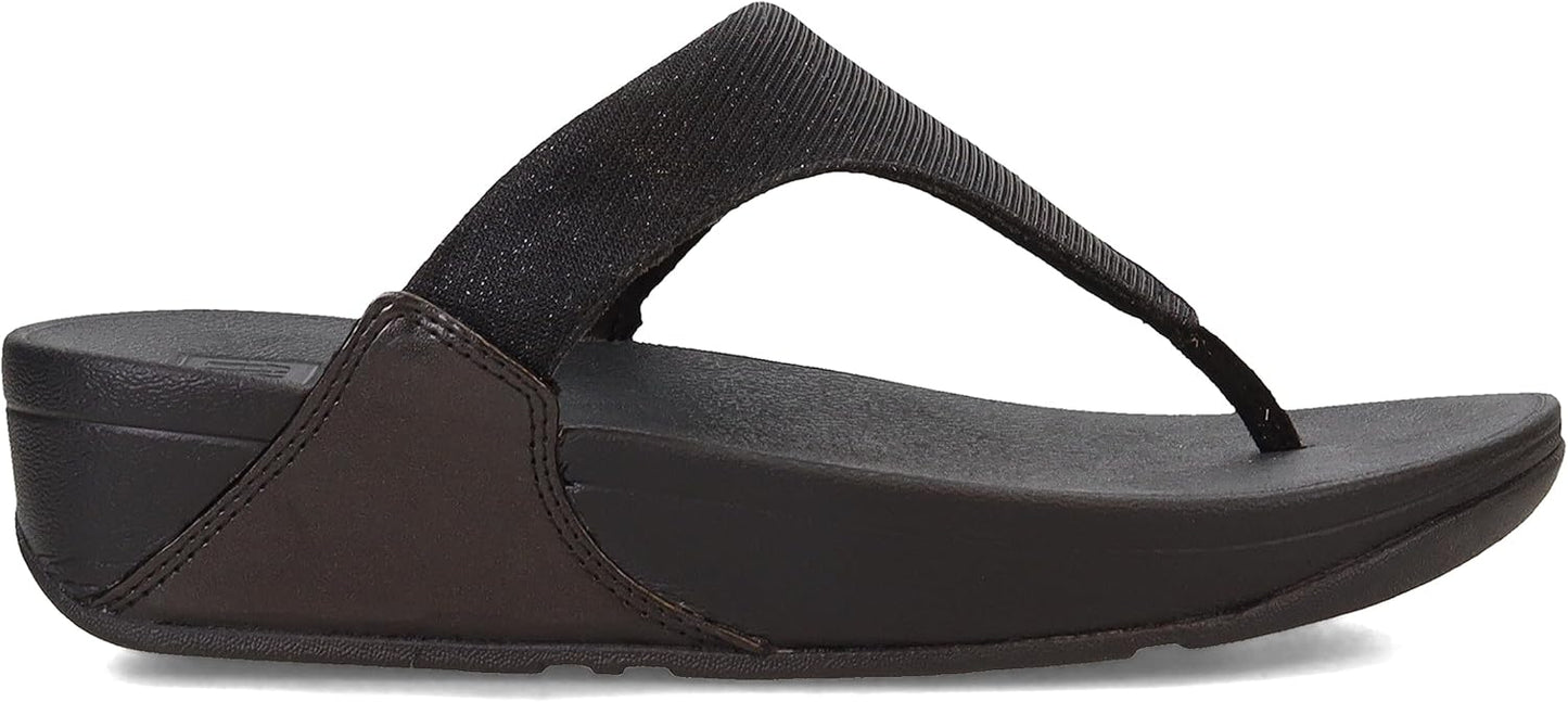 FitFlop FZ8-090 Lulu Shimmerlux Toe-Post Sandals, Flat Heel, Synthetic Rubber (Like New)
