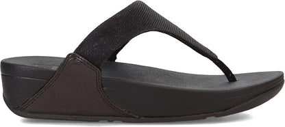 FitFlop FZ8-090 Lulu Shimmerlux Toe-Post Sandals, Flat Heel, Synthetic Rubber (Like New)